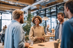Diverse business team collaborating happily in modern office Product Image 1