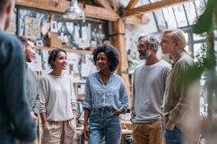 Diverse office team collaborating in bright modern workspace Product Image 1