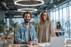 Diverse Business Team Smiling in Modern Office Collaboration Product Image 1