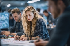 Young Team Collaborating on Project in Modern Office Space Product Image 1