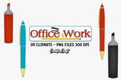 Office Supplies Clip Art, office work graphic, illustrations Product Image 1