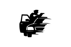 Officer Behind Police Car Silhouette Illustration Design Product Image 1