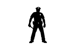 Officer Holding Baton Silhouette Illustration Design Product Image 1