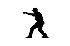 Officer Pointing Forward Silhouette Illustration Design Product Image 1