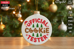 Official Cookie Tester SVG | Christmas Round Sign SVG | Xmas Product Image 1
