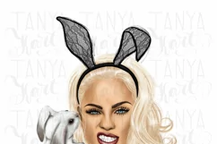 Blonde Girl With Bunny | PNG Sublimation Product Image 5