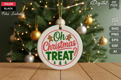 Oh Christmas Treat SVG | Christmas Round Sign SVG | Xmas SVG Product Image 2