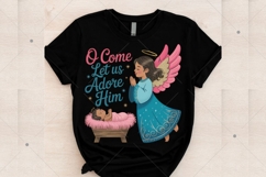 Oh Come Let Us Adore Him Png, Christmas Png, Glitter Angel Product Image 3