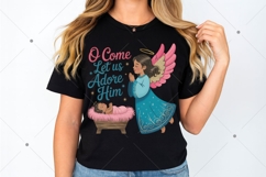 Oh Come Let Us Adore Him Png, Christmas Png, Glitter Angel Product Image 4