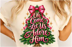 Oh Come Let Us Adore Him PNG | Pink Bow Christian Christmas Product Image 2
