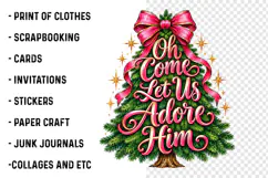 Oh Come Let Us Adore Him PNG | Pink Bow Christian Christmas Product Image 3