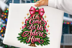 Oh Come Let Us Adore Him PNG | Pink Bow Christian Christmas Product Image 4