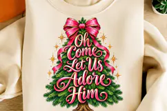 Oh Come Let Us Adore Him PNG | Pink Bow Christian Christmas Product Image 5