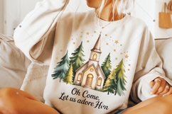 Oh Come Let Us Adore Him PNG, Jesus Christmas PNG, Coquette Product Image 5