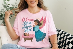 Oh Come Let Us Adore Him Png, Christmas Png, Glitter Angel Product Image 6