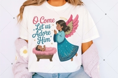 Oh Come Let Us Adore Him Png, Christmas Png, Glitter Angel Product Image 2