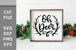 Oh Deer, SVG Reindeer Antlers, Hand Lettered, Cut File Product Image 1