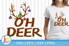 Oh Deer svg Christmas Reindeer Antlers Ornaments Bulbs SVG Product Image 1