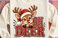 Oh Deer Christmas PNG, Retro Reindeer Product Image 4