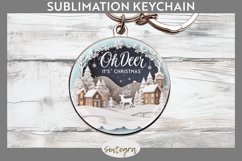 3D Quote Oh Deer, It's Christmas Round Keychain Sublimation Product Image 1