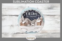 3D Quote Oh Deer, It's Christmas Round Coaster Sublimation Product Image 1