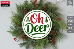 Oh Deer SVG | Christmas Round Sign SVG | Xmas SVG Product Image 2