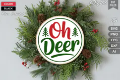 Oh Deer SVG | Christmas Round Sign SVG | Xmas SVG Product Image 2