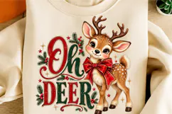 Vintage Oh Deer Christmas PNG, Red Green Holiday Shirt PNG Product Image 2