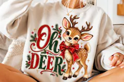 Vintage Oh Deer Christmas PNG, Red Green Holiday Shirt PNG Product Image 3