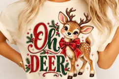 Vintage Oh Deer Christmas PNG, Red Green Holiday Shirt PNG Product Image 4