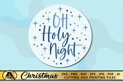 Oh Holy Night SVG Christmas Round Door Sign SVG Ornament SVG Product Image 3