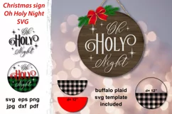 Christmas sign svg bundle, farmhouse round porch sign Oh Holy Night with stars. Cutting files good for round door signs, print on pillows, tote bag, mugs etc.