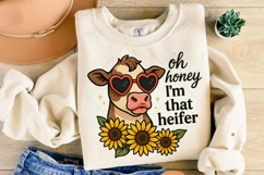 Oh Honey I'm That Heifer PNG, Cow Sublimation Design, Cow Product Image 6