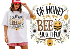 Oh Honey You Are Bee You tiful Cute Bee Floral Shirt Product Image 1