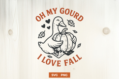 Oh My Gourd I Love Fall SVG | Funny Fall Goose Pumpkin PNG Product Image 1