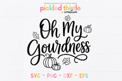 Hand-lettered fall craft file with a playful pumpkin saying, black-and-white line drawings and a long curved flourish beneath the wording.