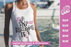 Birthday shirt design shown on a white tank top