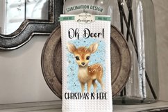 Oh Deer Christmas Is Here | Kitchen Towel Sublimation Design Product Image 1
