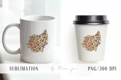 Floral leopard Ohio map sublimation / clipart - png file Product Image 2