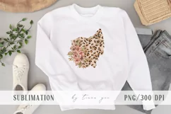 Floral leopard Ohio map sublimation / clipart - png file Product Image 1