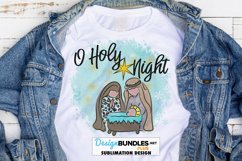 Christmas Sublimation| O Holy Night Nativity PNG Product Image 1