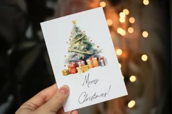 Watercolor Winter Clipart - Watercolor Christmas Tree Product Image 3