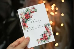 Watercolor Christmas Clipart - Christmas Botanical Frames Product Image 3
