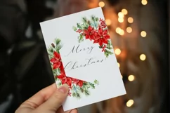 Watercolor Christmas Clipart - Christmas Botanical Frames Product Image 2