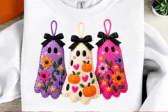 Oil Painted Floral Pumpkin Ghosts PNG Product Image 2