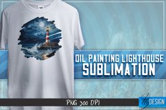 Oil Painting Lighthouse Sublimation Design | PNG 300 DPI Product Image 1