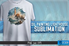 Oil Painting Lighthouse Sublimation Design | PNG 300 DPI Product Image 1