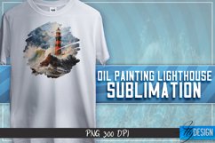 Oil Painting Lighthouse Sublimation Design | PNG 300 DPI Product Image 1