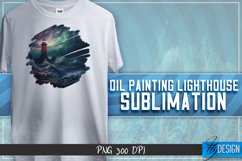 Oil Painting Lighthouse Sublimation Design | PNG 300 DPI Product Image 1