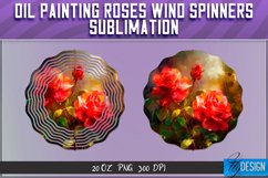 Oil Painting Roses Wind Spinners Sublimation | PNG Design Product Image 1
